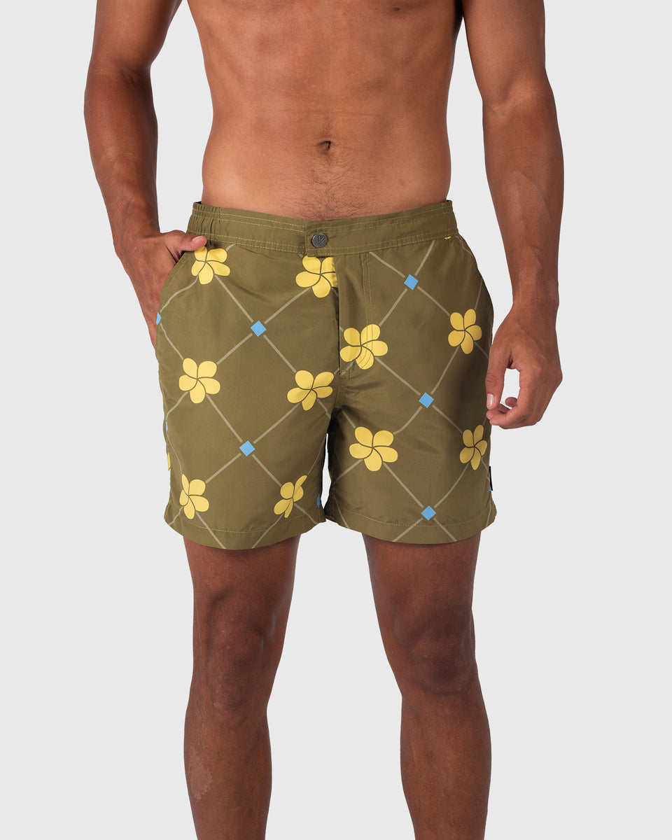 Mens Olive Green Swim Shorts Coast Clothing Co.