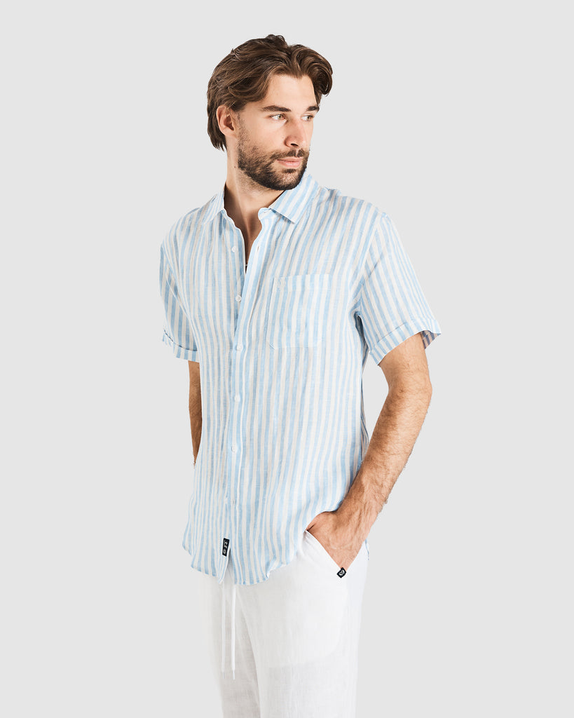 blue and white striped shirt