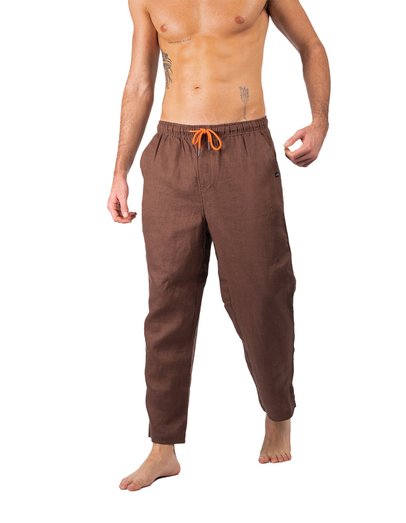 Embrace Casual Elegance with Men's Brown Linen Pants from Coast Clothing Co.
