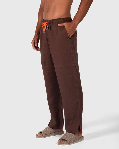 Buy Dark Rye Linen Pants, Casual Brown Linen Pants for Men Online