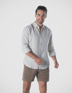 Men's Long Sleeve Linen Shirt - Sand