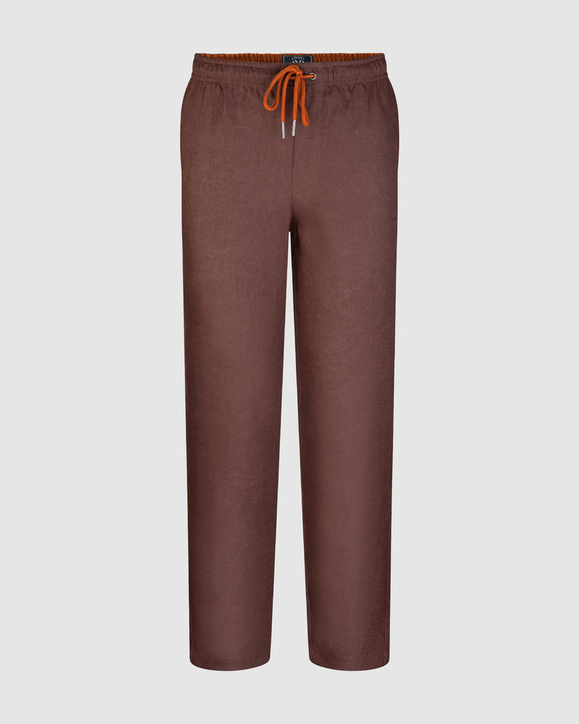chocolate brown linen pants