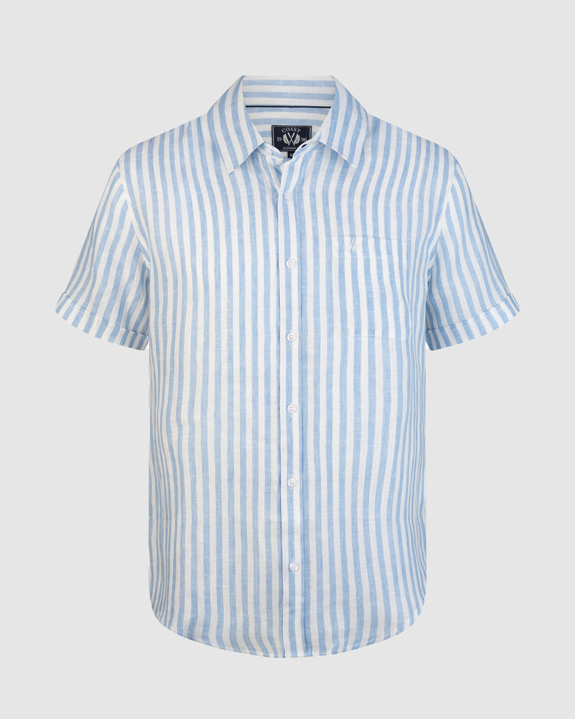 blue and white striped shirt
